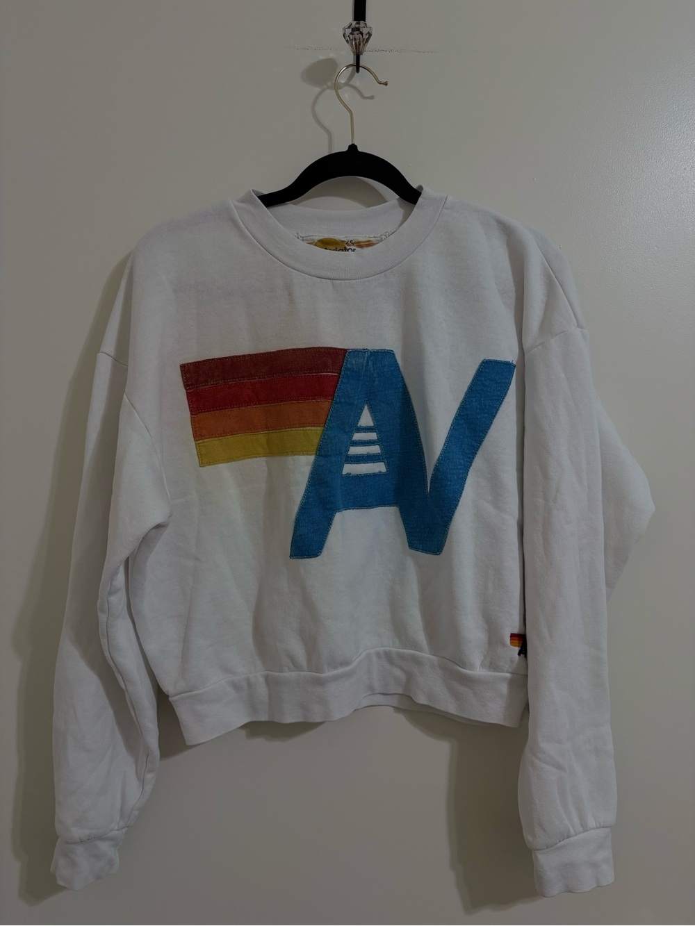 Aviator Nation White Women's Sweatshirt with Multicolor Graphic XS